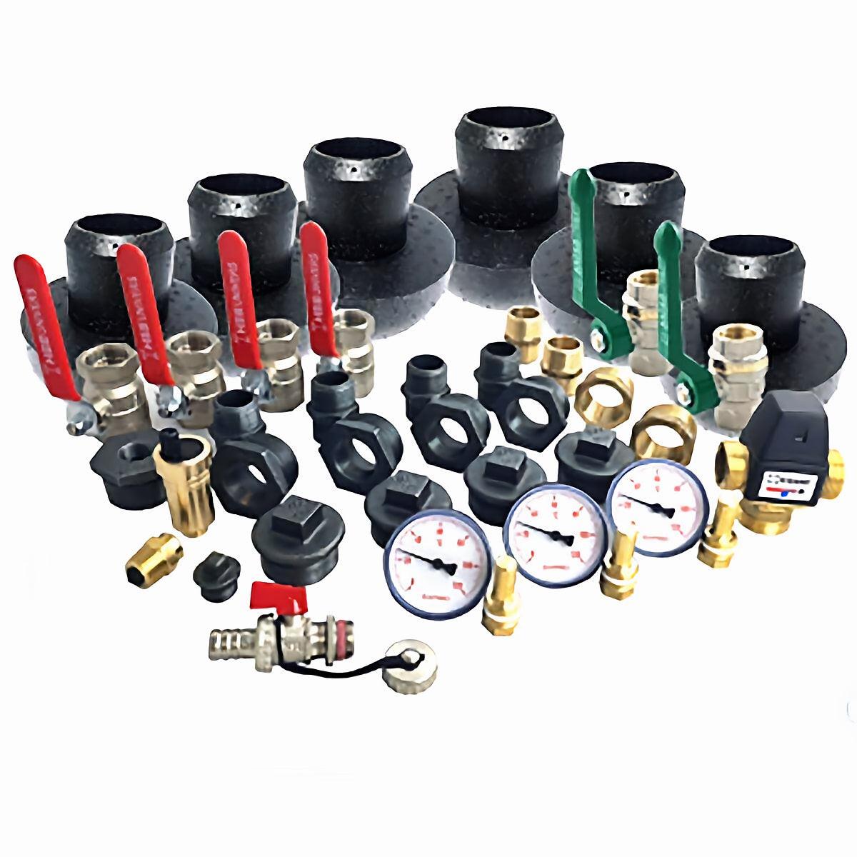 Assorted plumbing fittings for anschlusspaket hygienespeicher, DVGW geprüft, brauchwassermischer hydromix