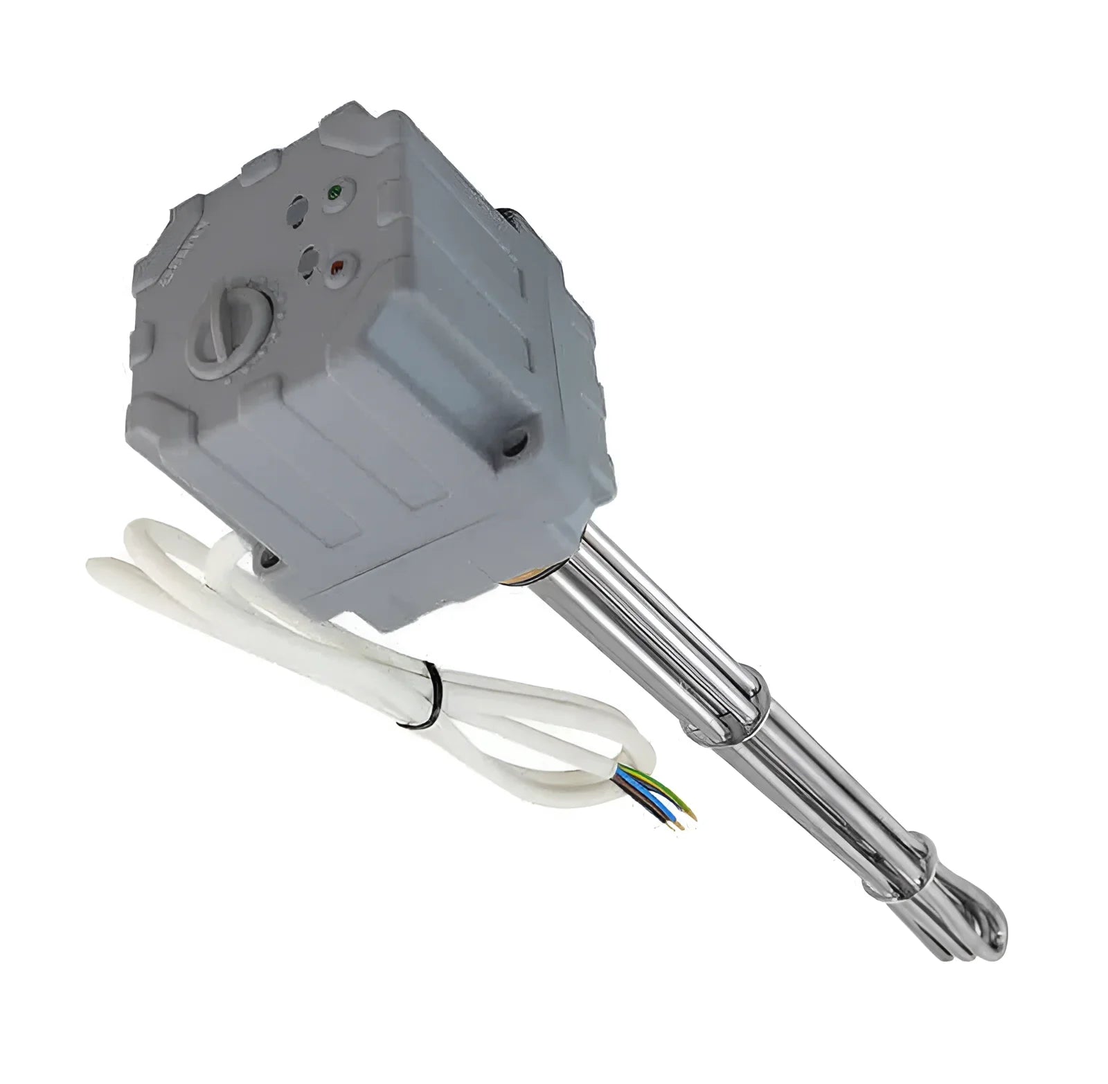 Grauer Elektroheizstab mit Regler und Thermostat 75°C, 4,5 kW, Metallheizelement