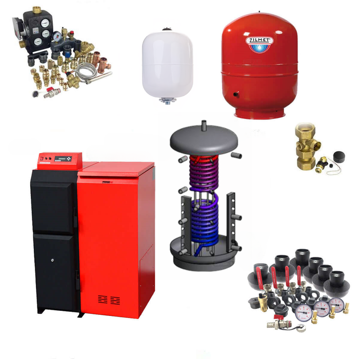 Thermoflux Pelling 25/135 Pelletkessel 🔥 mit Hygienespeicher 💧 und Heizsystem-Komponenten für effiziente Wärme.