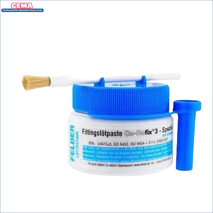 Fittingslotpaste CU-Rofix 3 mit Bürste und Applikator für professionelles Flussmittel