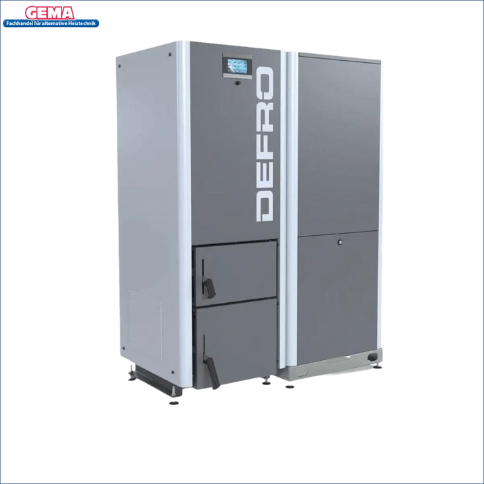 Graue und silberne Heizungsanlage des Pelletkessel DEFRO Gamma 15 kW