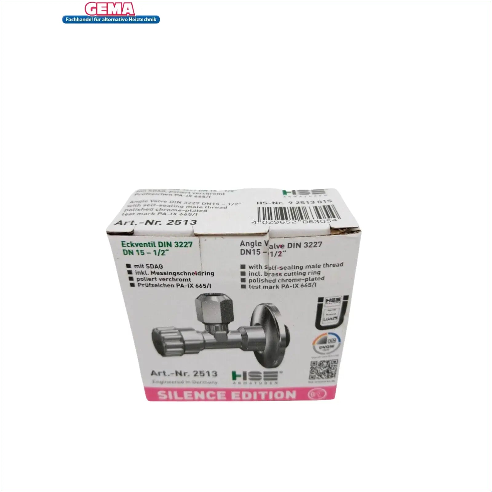 Angleventil in Verpackung, 1.2 Zoll selbstdichtend, inkl Messingschneidring, prüfzeichen pa-ix665