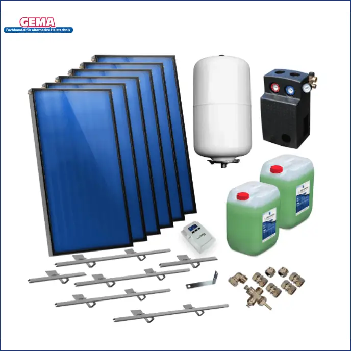 Solarpaket Flachkollektoren AMX 2.51 von Sunex 15.18 m² Schrägdach - GEMA Shop
