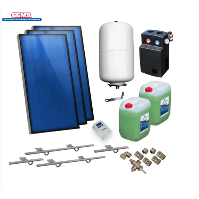 Solarpaket Flachkollektoren AMX 2.51 von Sunex 7.59 m² Schrägdach - GEMA Shop