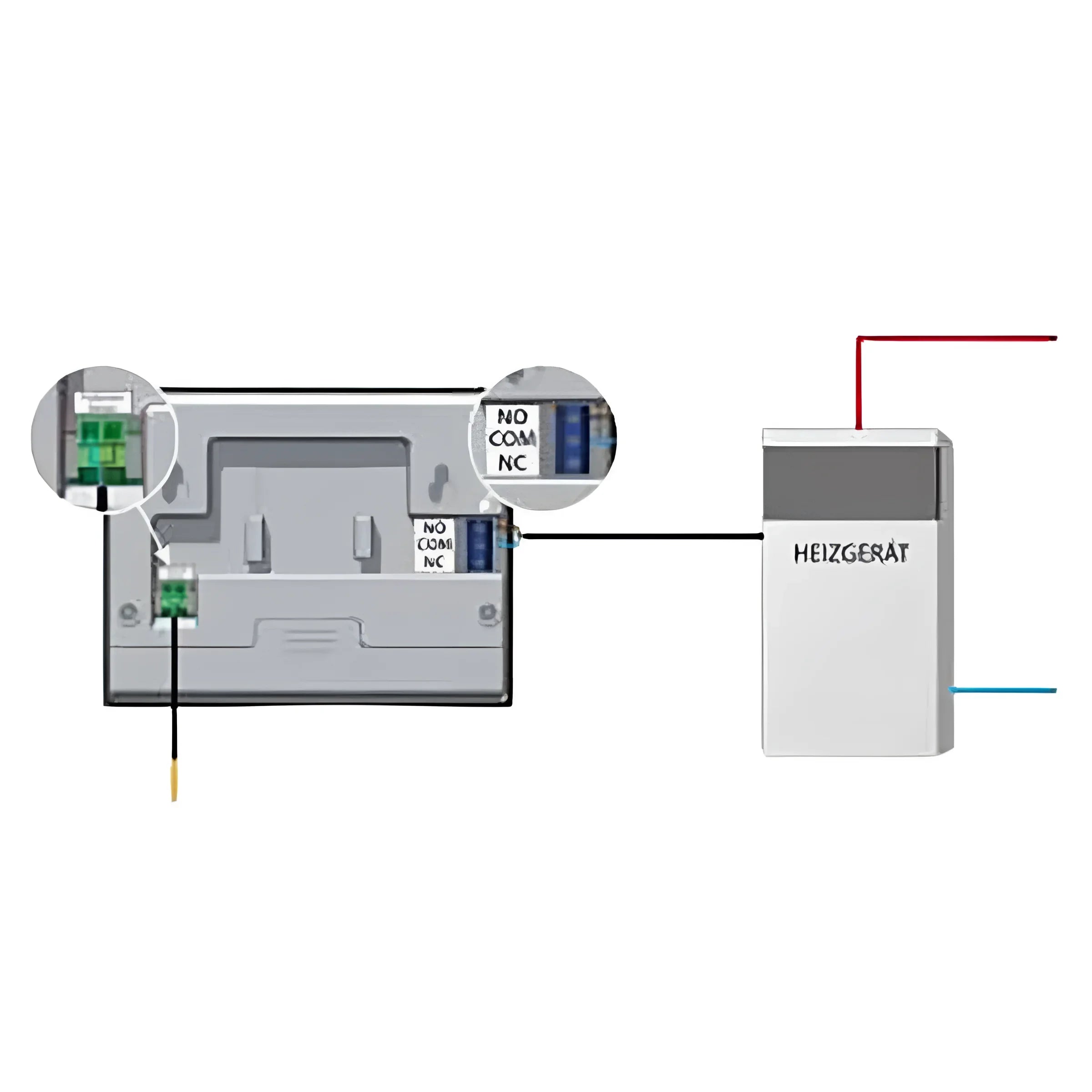 Wiring diagram eines Zimmerregler Master und Boiler für Wochensteuerung mit Hintergrundbeleuchtung
