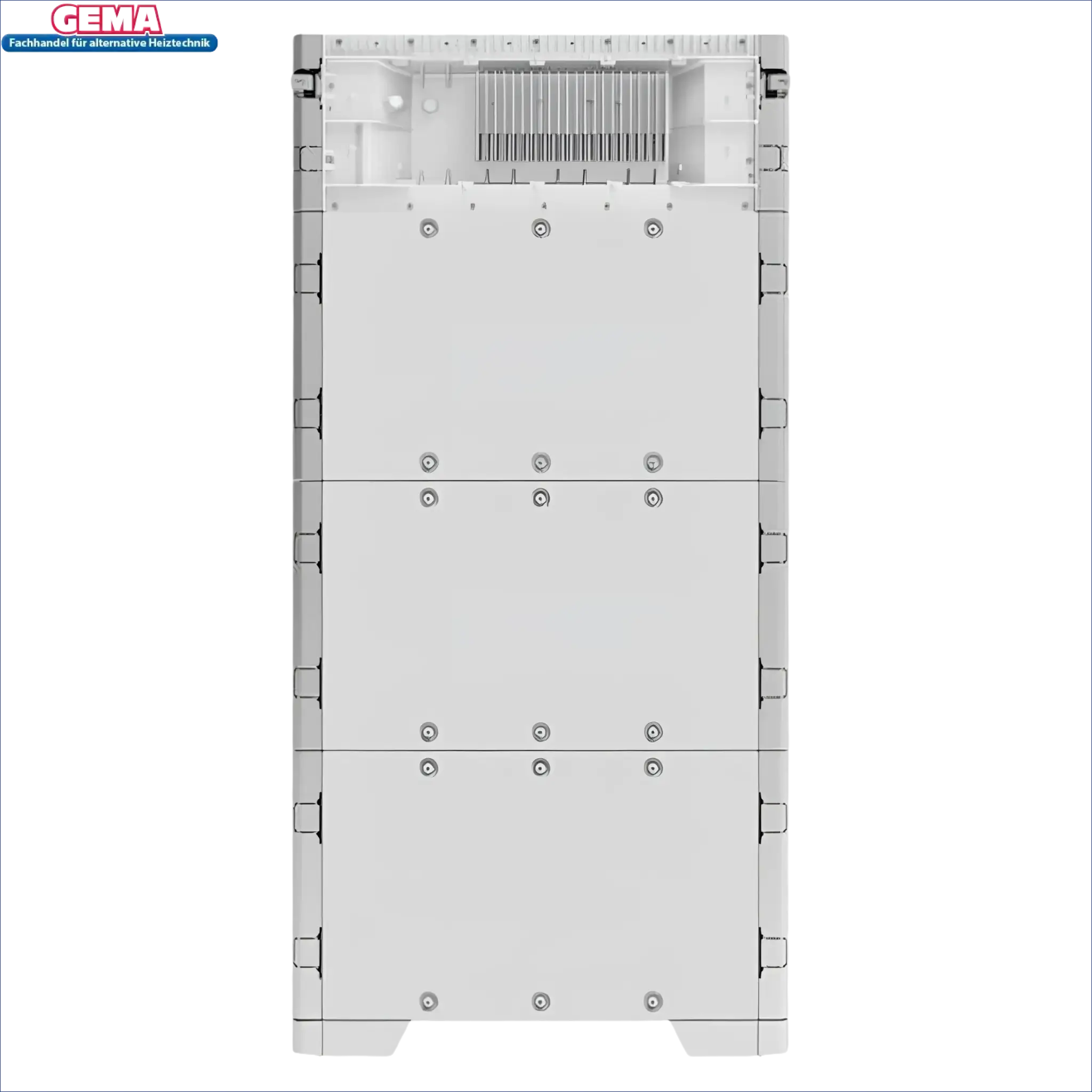 Weiße modulare Server-Rack für 10 kWp PV-Anlage mit 15kw Speicher und Glas-Glas Black Frame