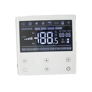 Digitales Steuergerät für Wärmepumpen mit Temperaturanzeige 🌡️ und verschiedenen Funktionen wie Auto, Eco und Timer.