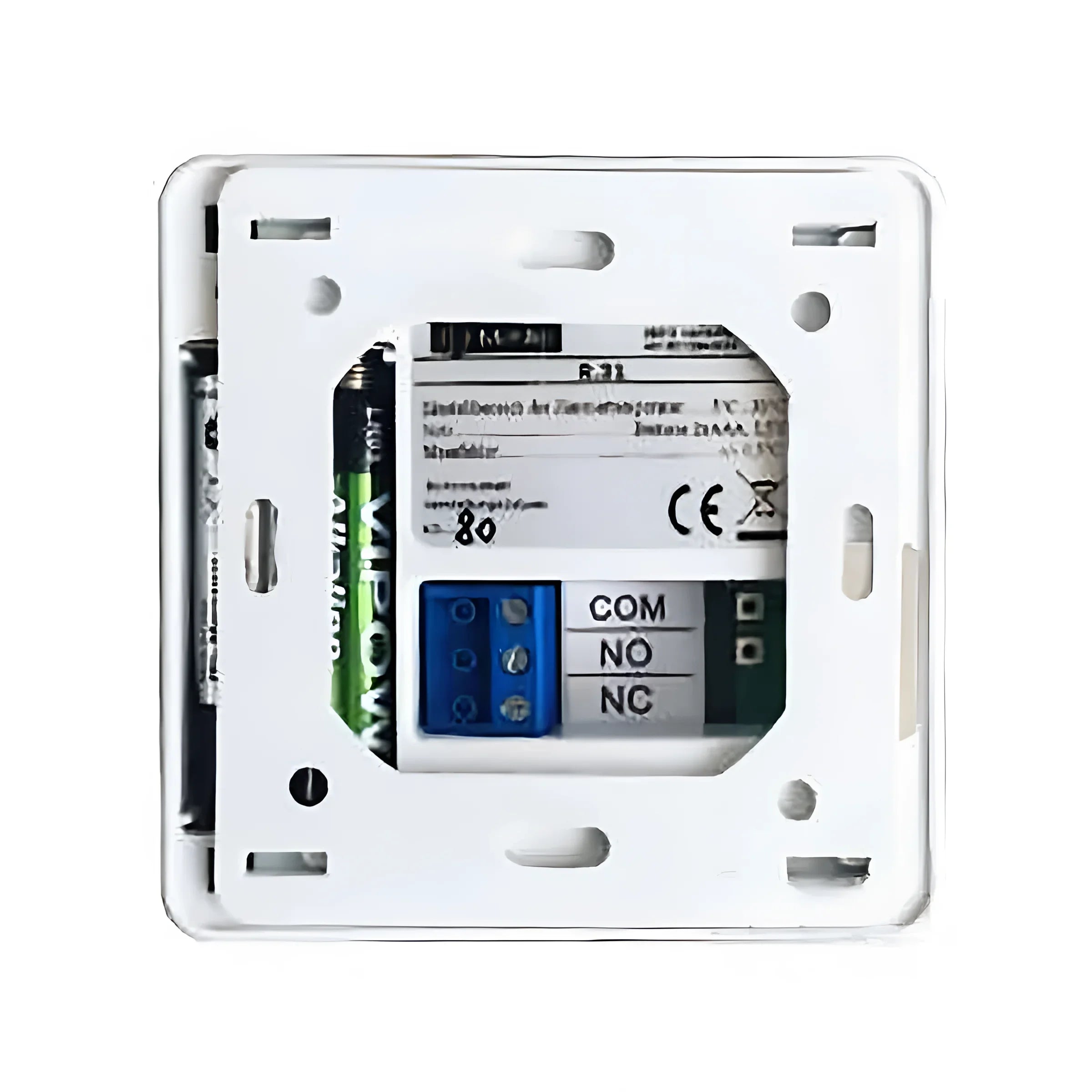 Weiße Thermostat-Backplate mit Batteriefach und Anschlussklemmen, elektronischer raumtemperaturregler für ein angenehmes raumklima