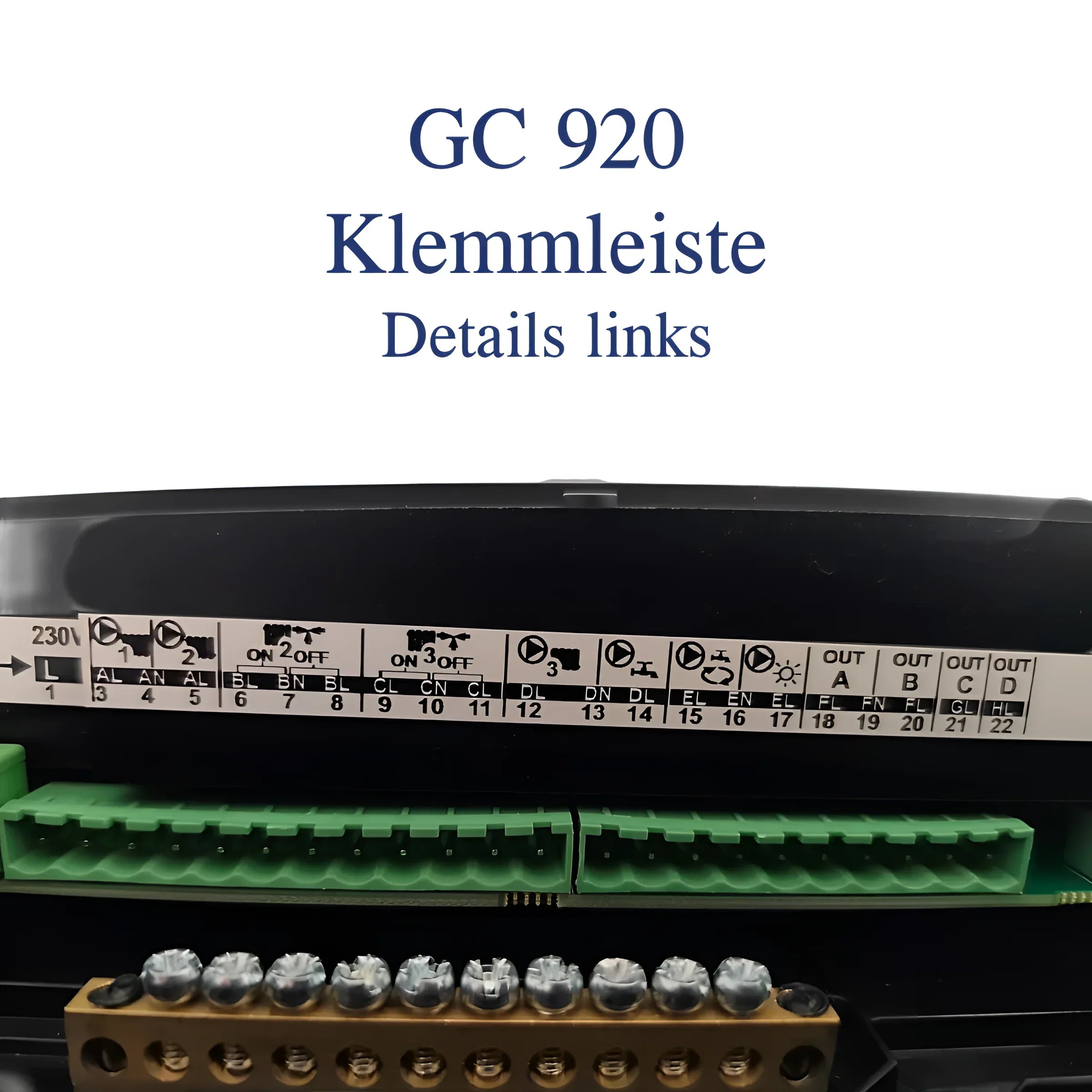 Elektrische Klemme im Gema Control 920 mit Internetmodul Econet für witterungsgeführte Heizungssteuerung