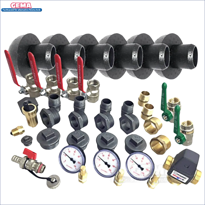 Plumbing manifold mit verschiedenen Fittings für Thermoflux Pelling 25/135 mit Hygienespeicher