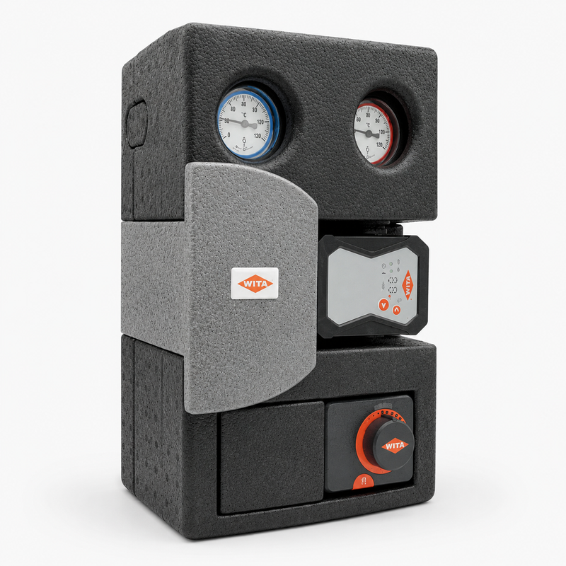 Pumpengruppen-Bundle DN25 mit WITA 3-Wege-Mischer, Sunex Verteilerbalken und Verschraubungssets