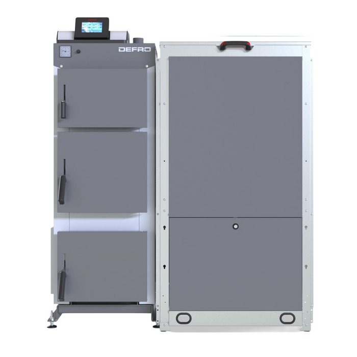 Defro Optima 18 kW Pelletkessel mit modernem Design und Steuerung 📊, effizient für Heizungs- und Warmwassererzeugung 💧.