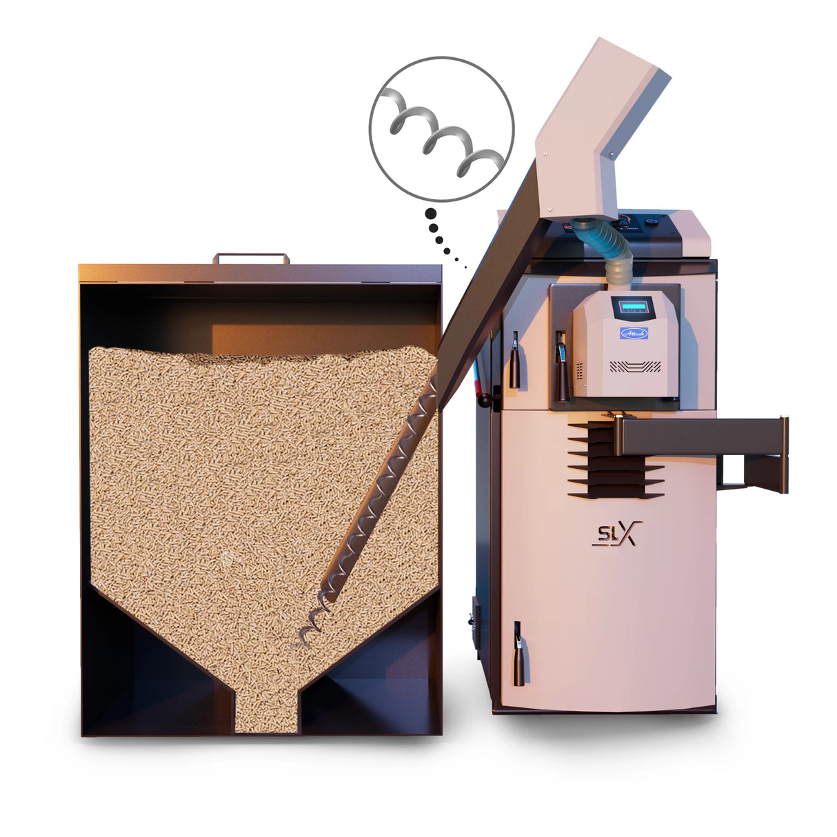 Kocioł dwufunkcyjny Attack SLX 20 kW – drewno i pellet – wydajny & uniwersalny