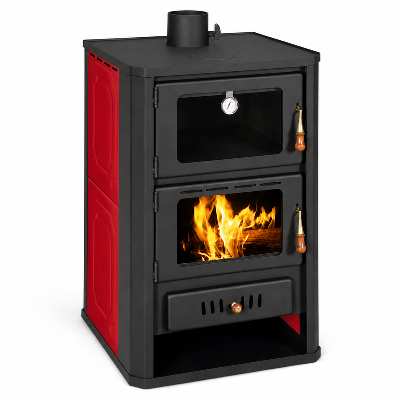 Ūdenssildīšanas kamīns ar cepeškrāsni Prity pelēks - 19,8 kW