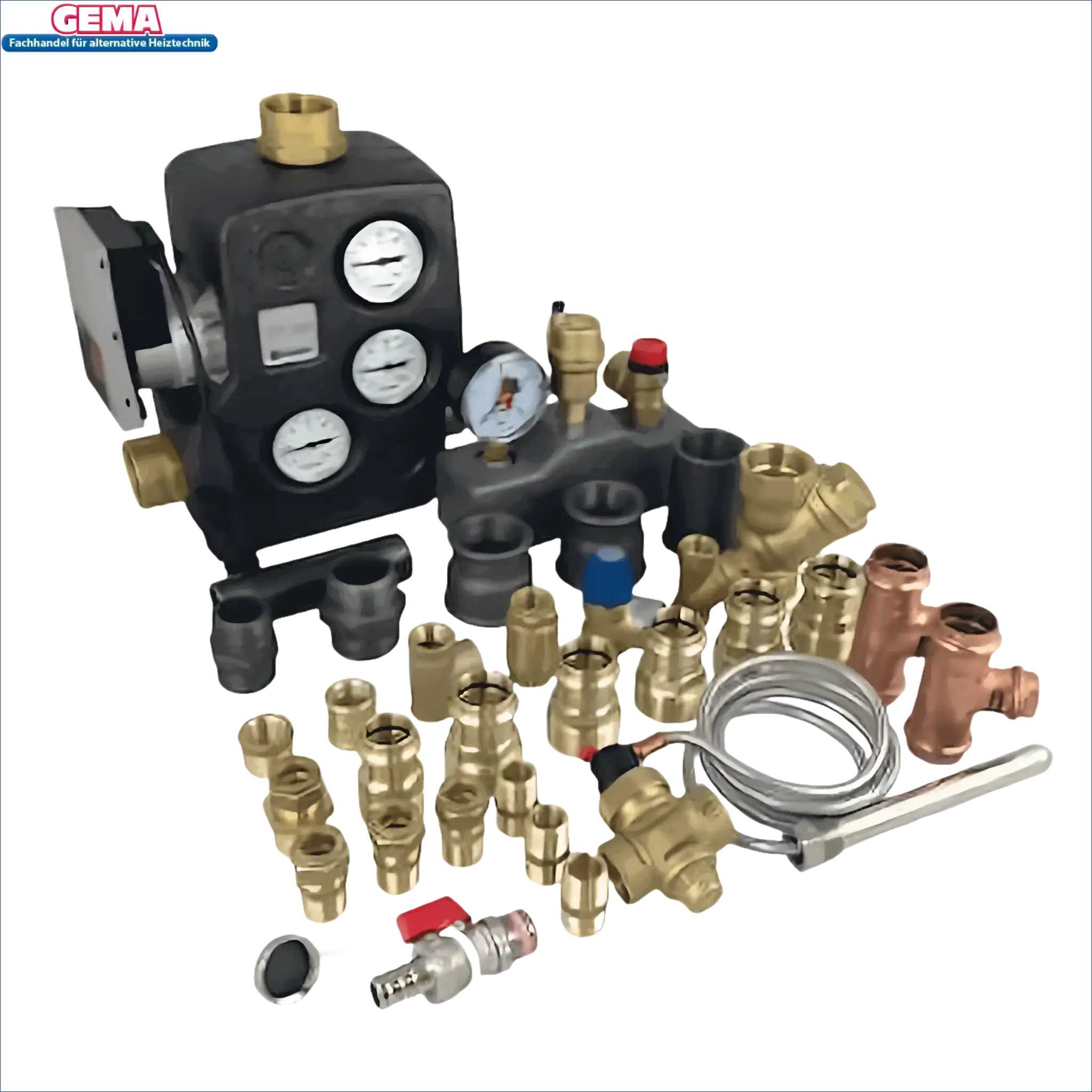 Plumbing and heating components in anschlusspaket atmos gse mit profipress rotguß und reduzierstück schwarz