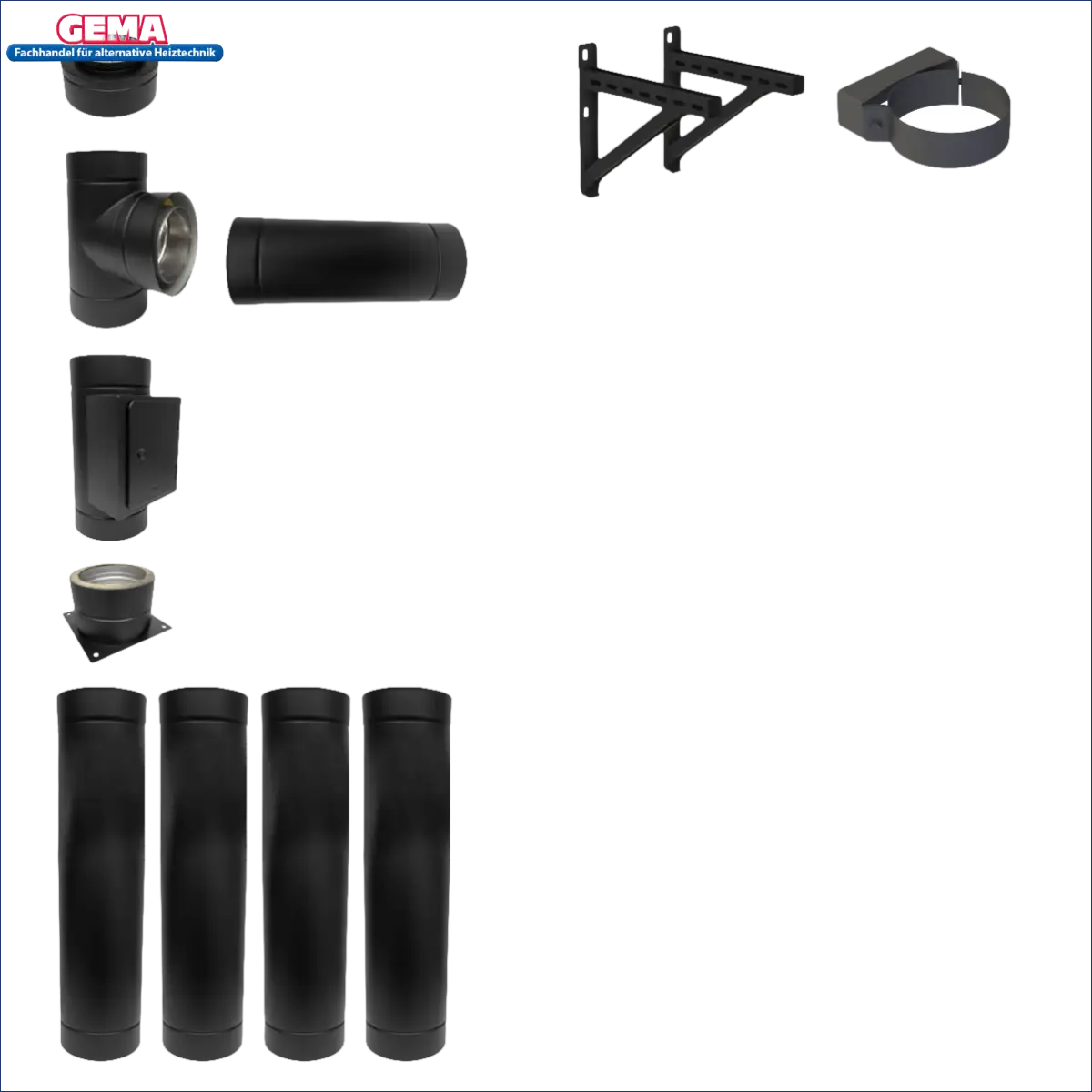 Schwarze Schornsteinrohrkomponenten für DW Neo 150 5-10 Meter in Originalverpackung