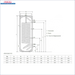 Wasserboiler Diagramm mit Abmessungen für Brauchwasserspeicher Maxi SE Defro