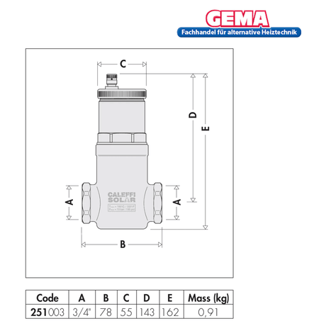 Caleffi Discal Mikroblasenabscheider für Solarthermie - GEMA Shop