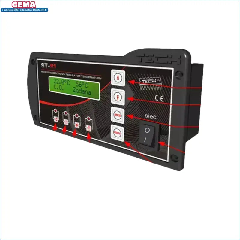 Schwarzer EU-81 Temperaturregler mit Display und Buttons, zPID Steuerung für vielseitigen Einsatz