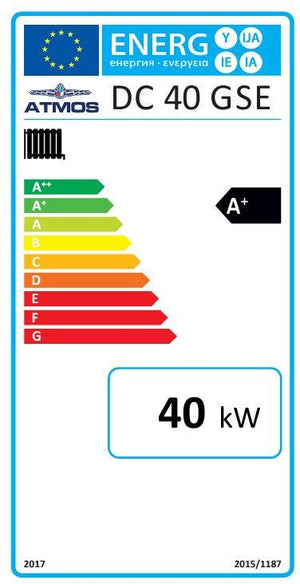 Energieeffizienzlabel für Heizgerät Holzvergaser Atmos GSE Serie 40 kW