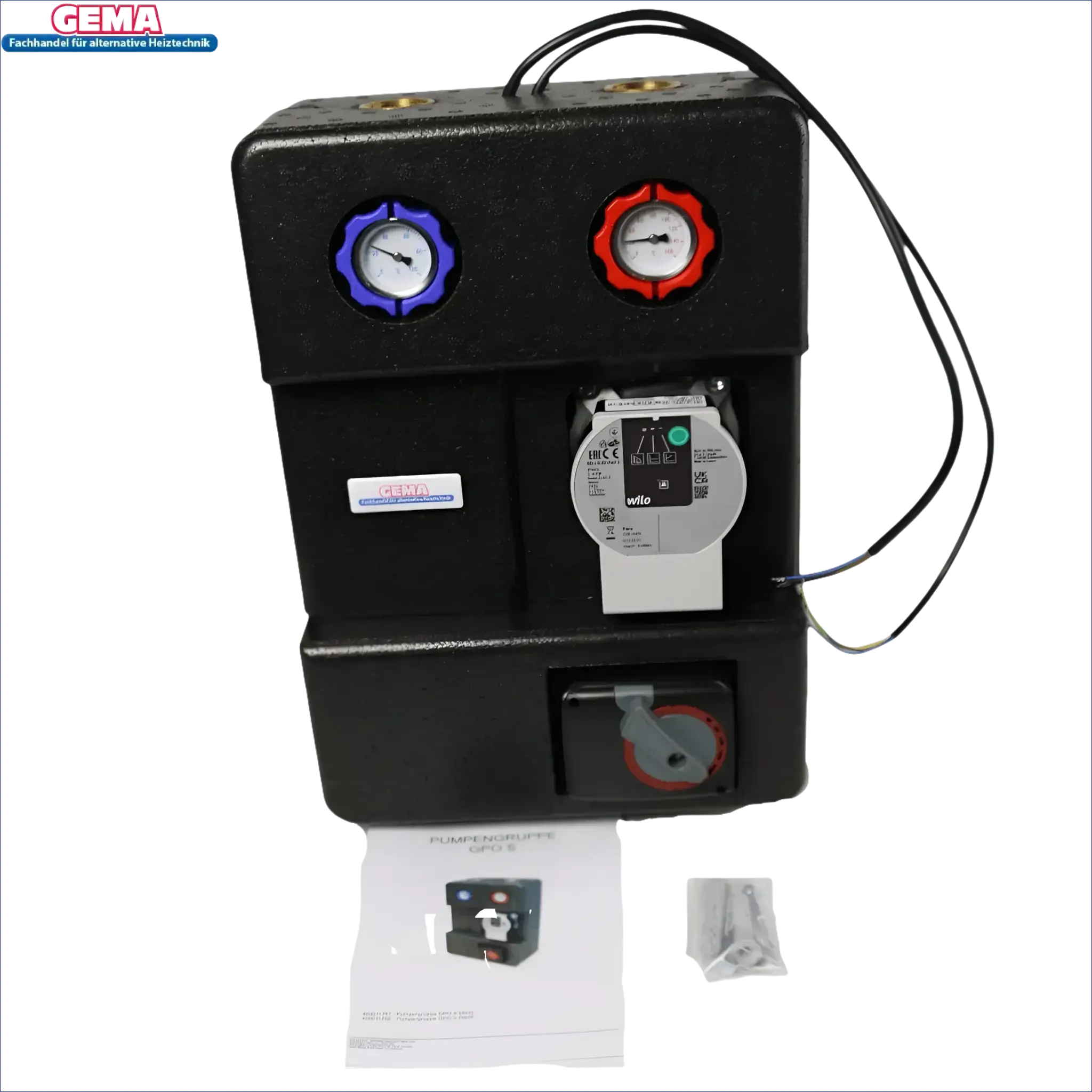 Black Pumpenaggregat mit Manifold, Anzeigen und Elektronik für GEMA Pumpengruppe DN25