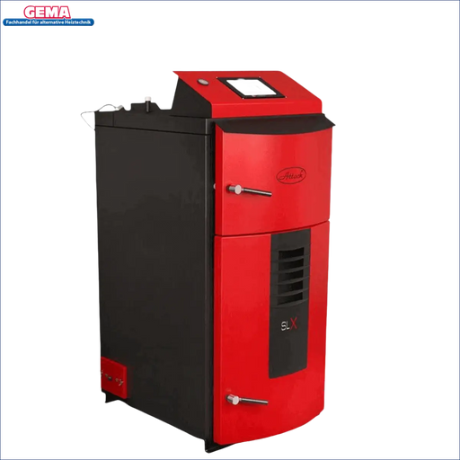 Rote und schwarze Heizungsanlage im Produkt Holzvergaserkessel Attack SLX Lambda 55 kW