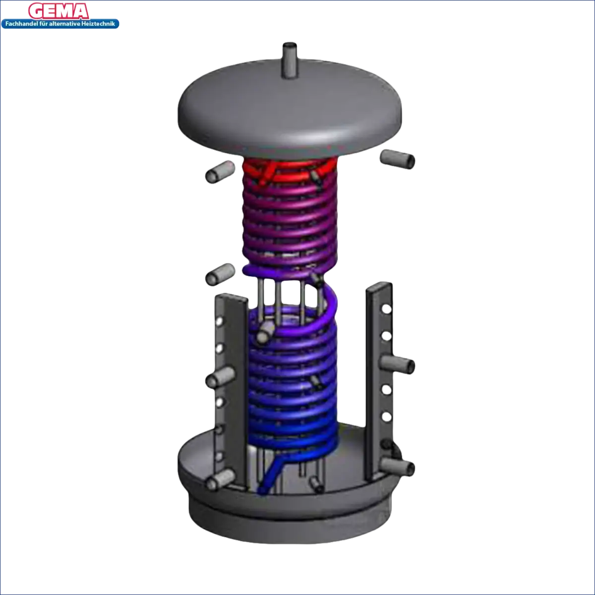 Coil Wärmetauscher mit Temperaturgradient für Hygiene-Frischwasser Kombispeicher FK