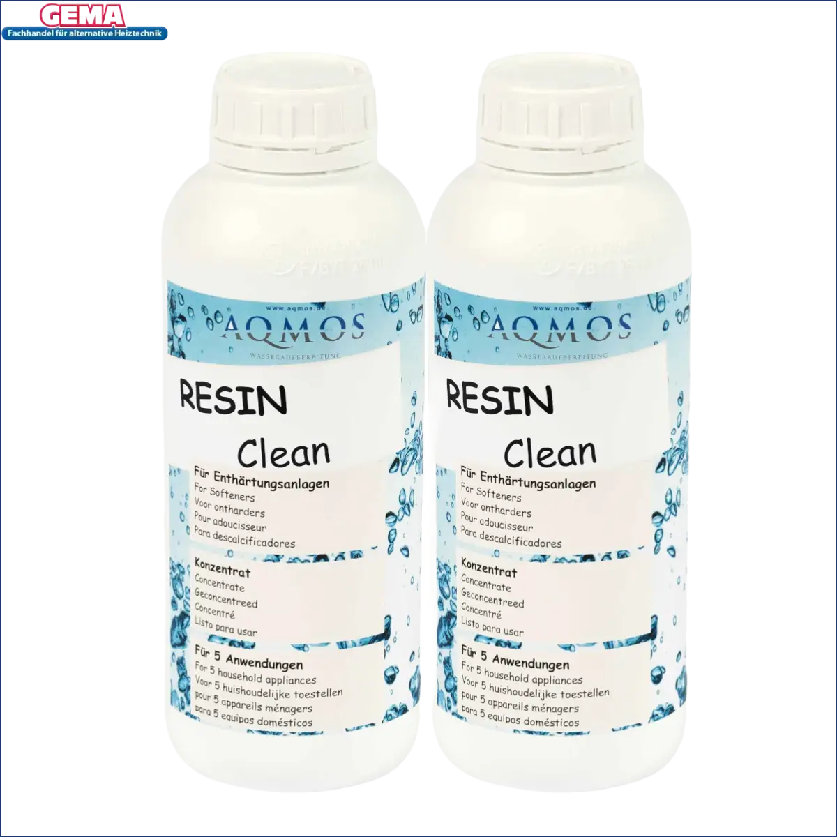 Zwei Flaschen Resin Clean für leistungsstarken Ionenaustauscher in Wasserenthärtungsanlagen