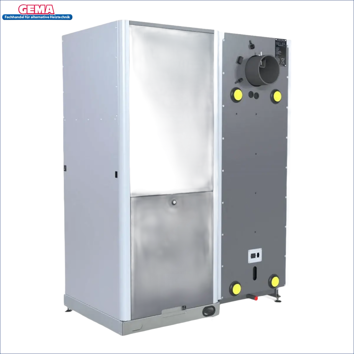 Graue und weiße industrielle Heizungsanlage Pelletkessel DEFRO Gamma 25 kW