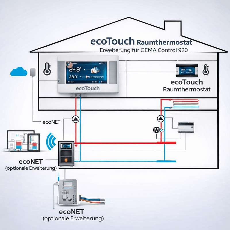 PLUM ecoTouch telpas termostats, telpas sensors, paplašinājums GC920 GEMA Control 920 - GEMA Shop