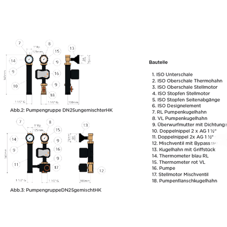 Pumpengruppe mit 3 - Wege - Mischer, Stellmotor und Wita - Hocheffizienzpumpe - GEMA Shop