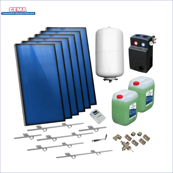 Solarpaket Flachkollektoren AMX 2.51 von Sunex 15.18 m² Schrägdach - GEMA Shop