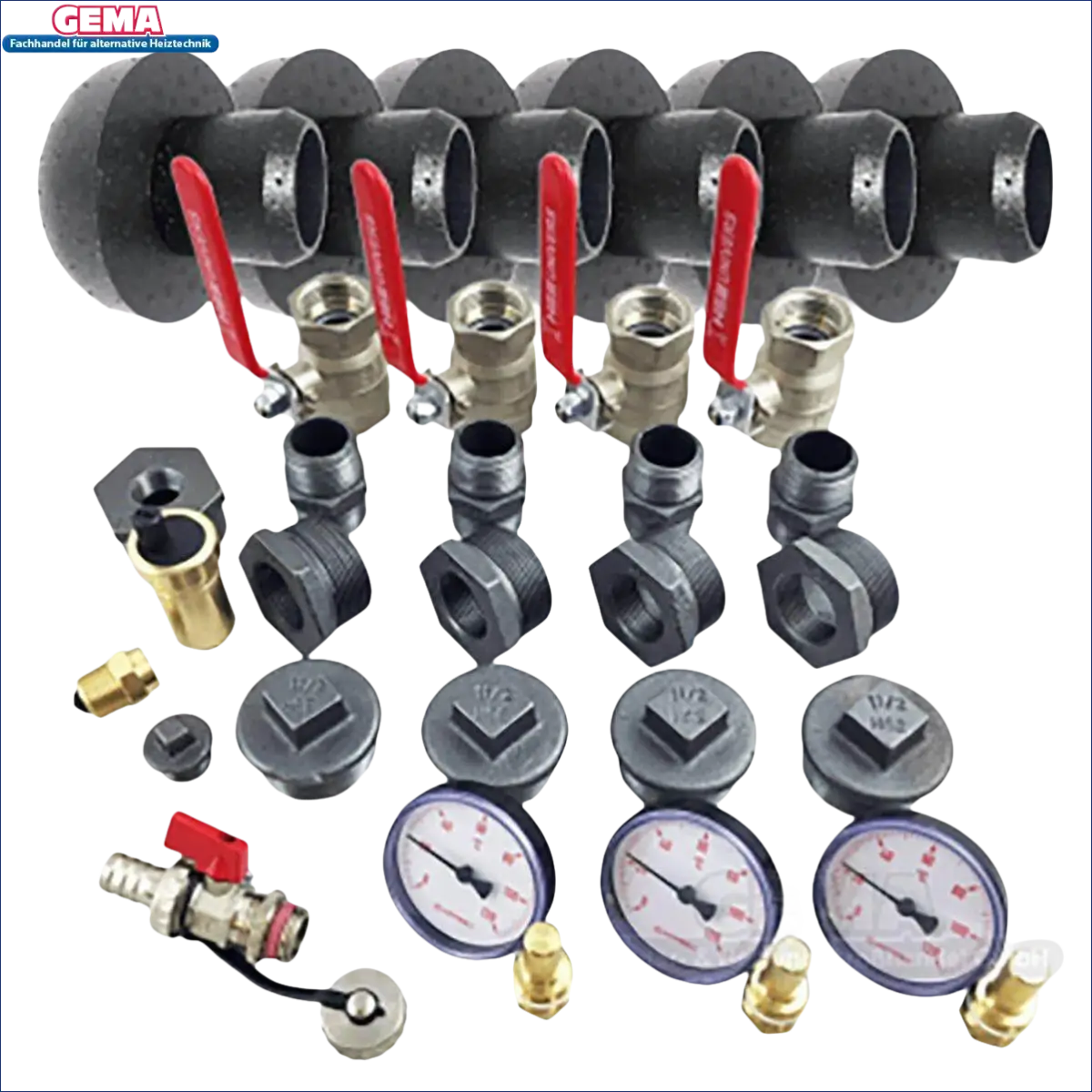 Plumbing manifold mit Ventilen und Fittings für Thermoflux Pelling 25/75 plus Hygienespeicher mit großzügigem Vorratsbehälter