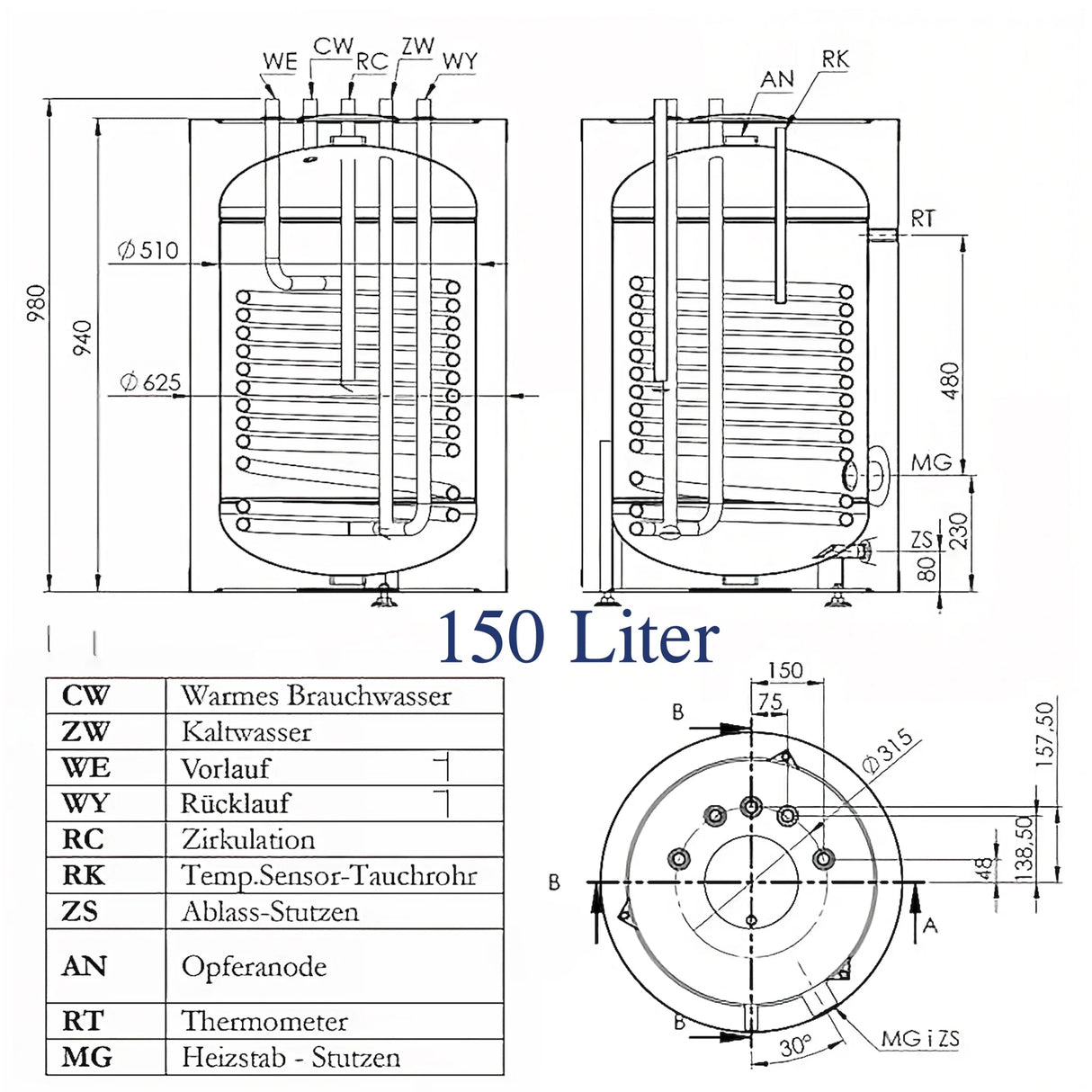 Trinkwasserspeicher Warmwasserspeicher mit Heizstab - GEMA Shop