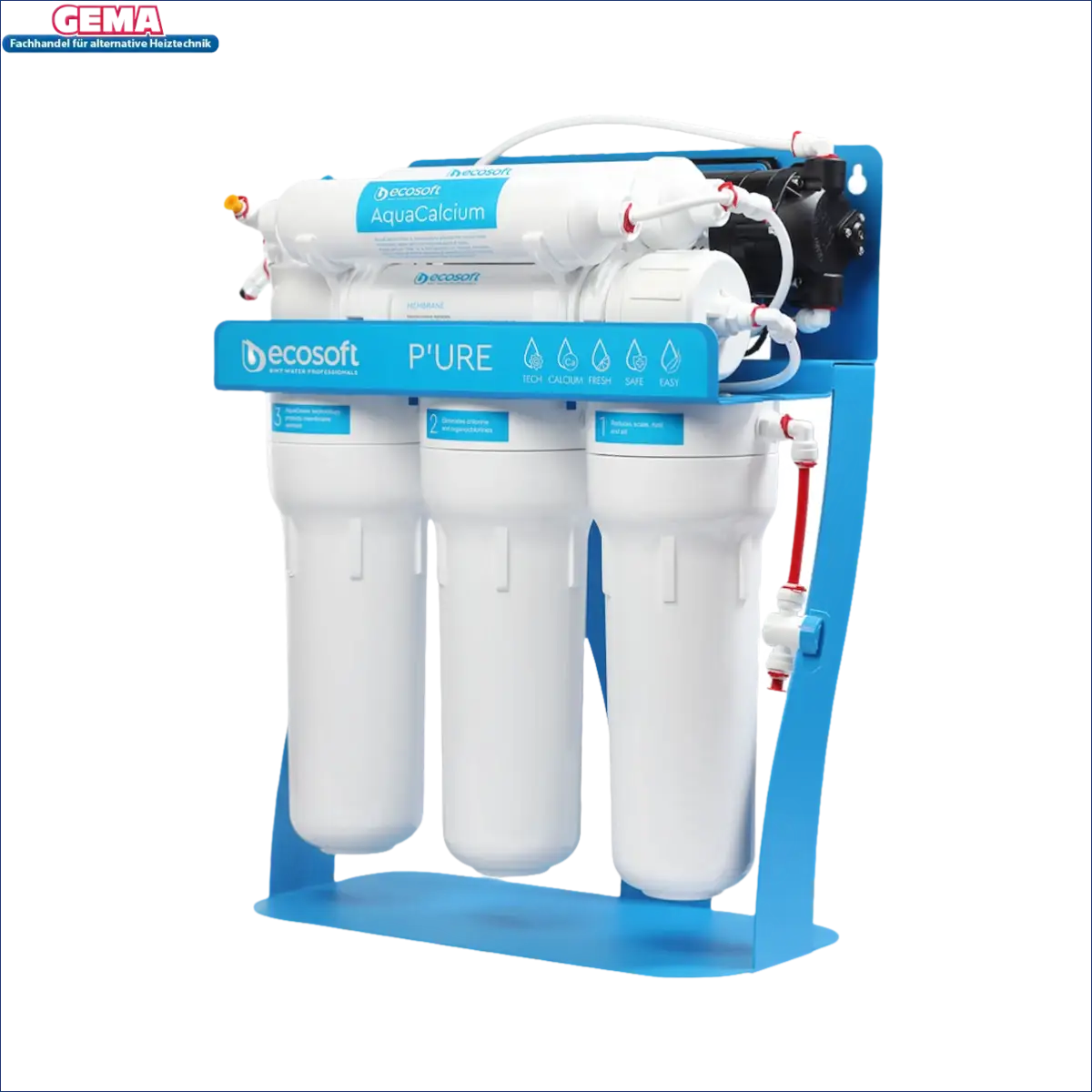 Ecosoft P’URE Wasserfiltrationssystem für umkehrosmoseanlage pure aquacalcium mit selbstständigem Metallgestell für wohlschmeckendes