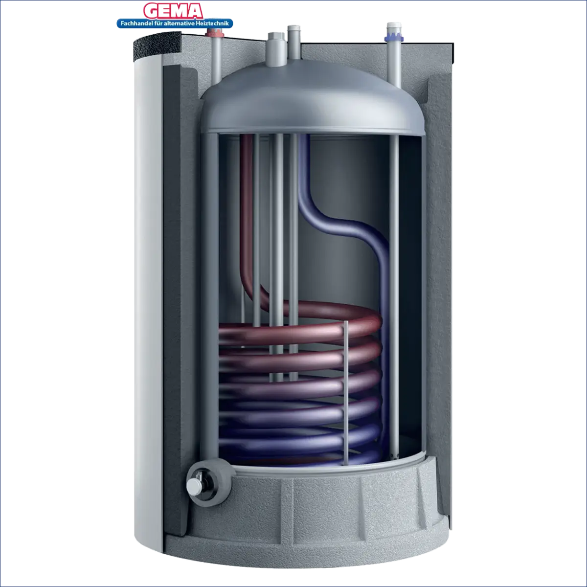Cutaway-Ansicht des Vaillant uniSTOR plus | VIH R 120/6 B mit internem Rohr und maximalem Betriebsdruck