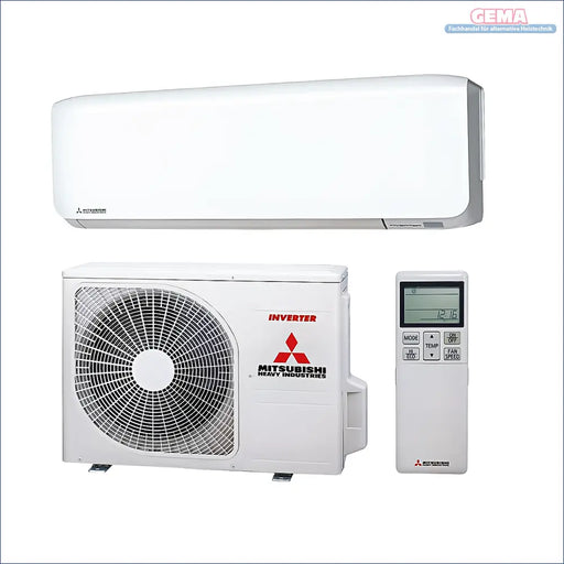 Weiße Mitsubishi Monosplit-Klimaanlage mit Fernbedienung, effiziente Raumkühlung